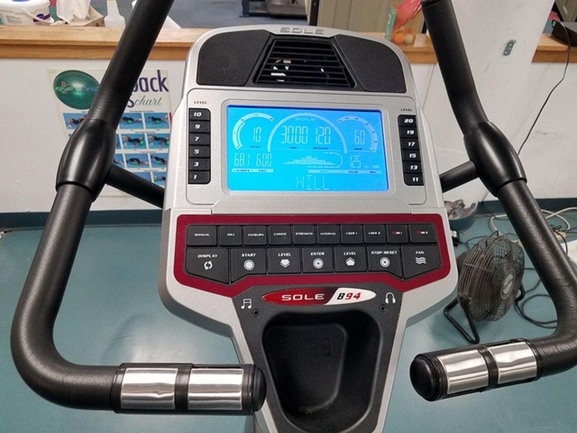 Sole B94 Upright Exercise Bike. A# 41624 Loc: Basement Fitness Room. (Bsmt Fitness Room) - Image 2 of 3