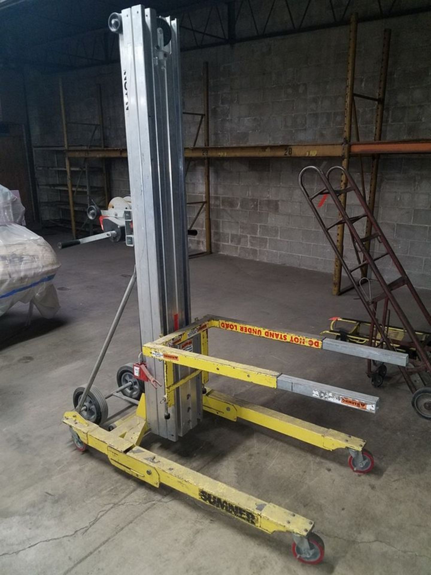 Sumner Mfg. 650 lb. Cap. Model 2012 Portable Material Lift, S/N: 1131; with 12 ft. Height Cap.