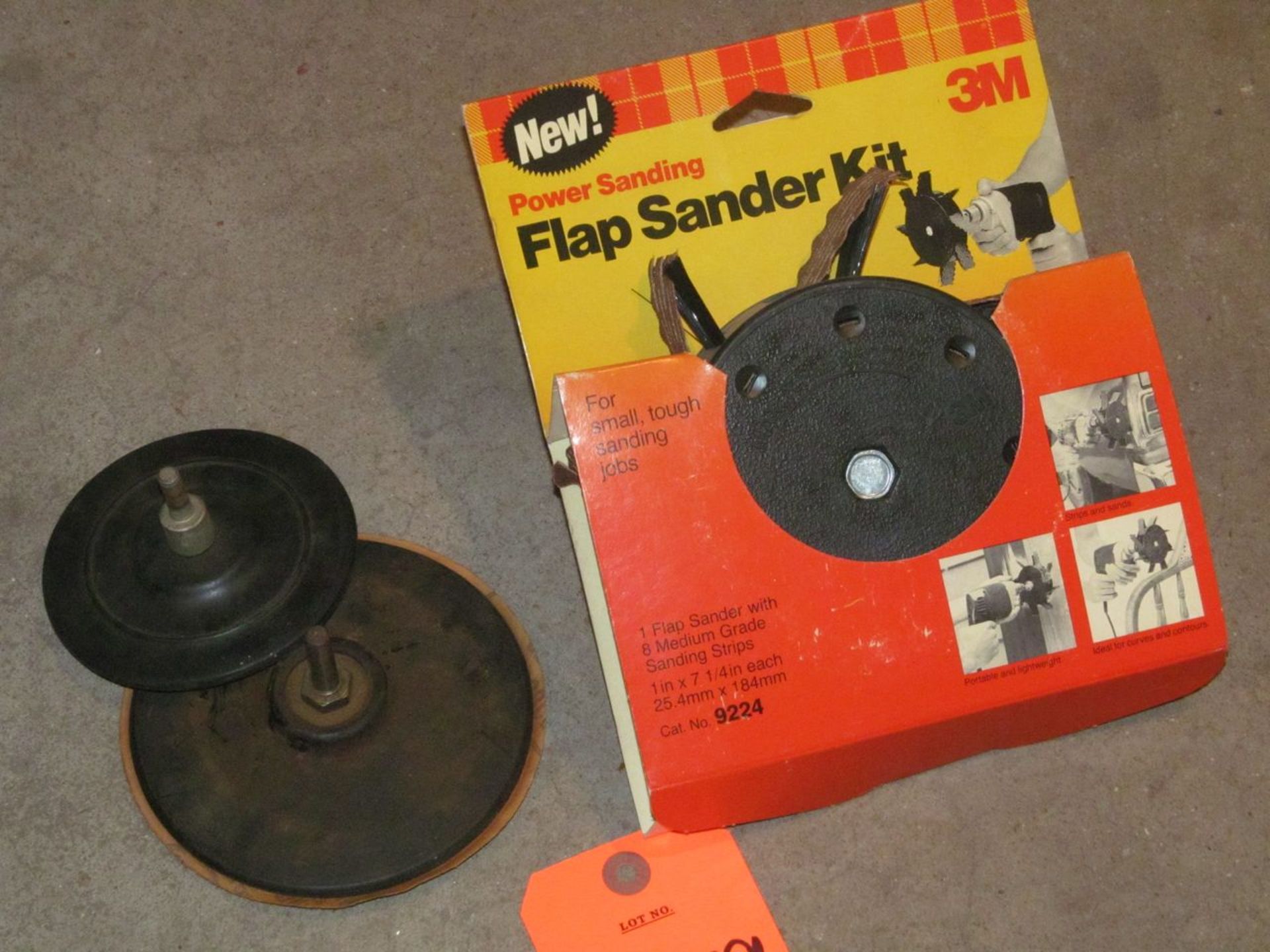 Lot - (1) 3M Power Sanding Model 9224 "Flap Sander" Kit (New in Packaging); and (2) Disk Sanding