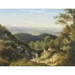 FRIEDRICH WILHELM EMIL BOLLMANN: Landschaft im Harz mit Flöte spielendem Hirtenjungen.