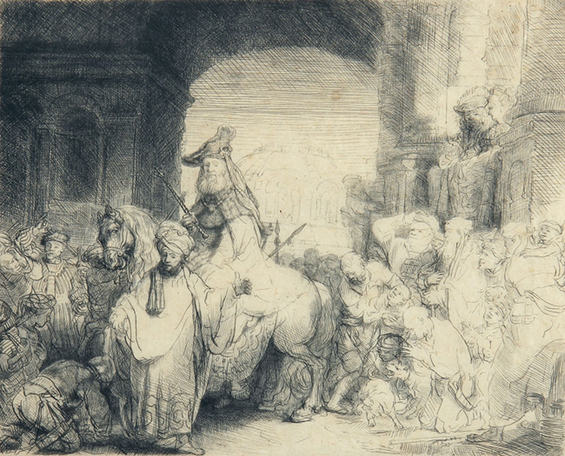 REMBRANDT HARMENSZ. VAN RIJN: Der Triumph des Mardochäus.