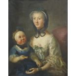 DEUTSCHER KÜNSTLER: Bildnis der Françoise Després-Verneuil, Gräfin von Parckstein mit ihrem Sohn.
