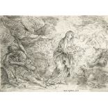 GIOVANNI BENEDETTO CASTIGLIONE, gen. IL GRECHETTO: Der Engel weckt Joseph aus seinem Traum.