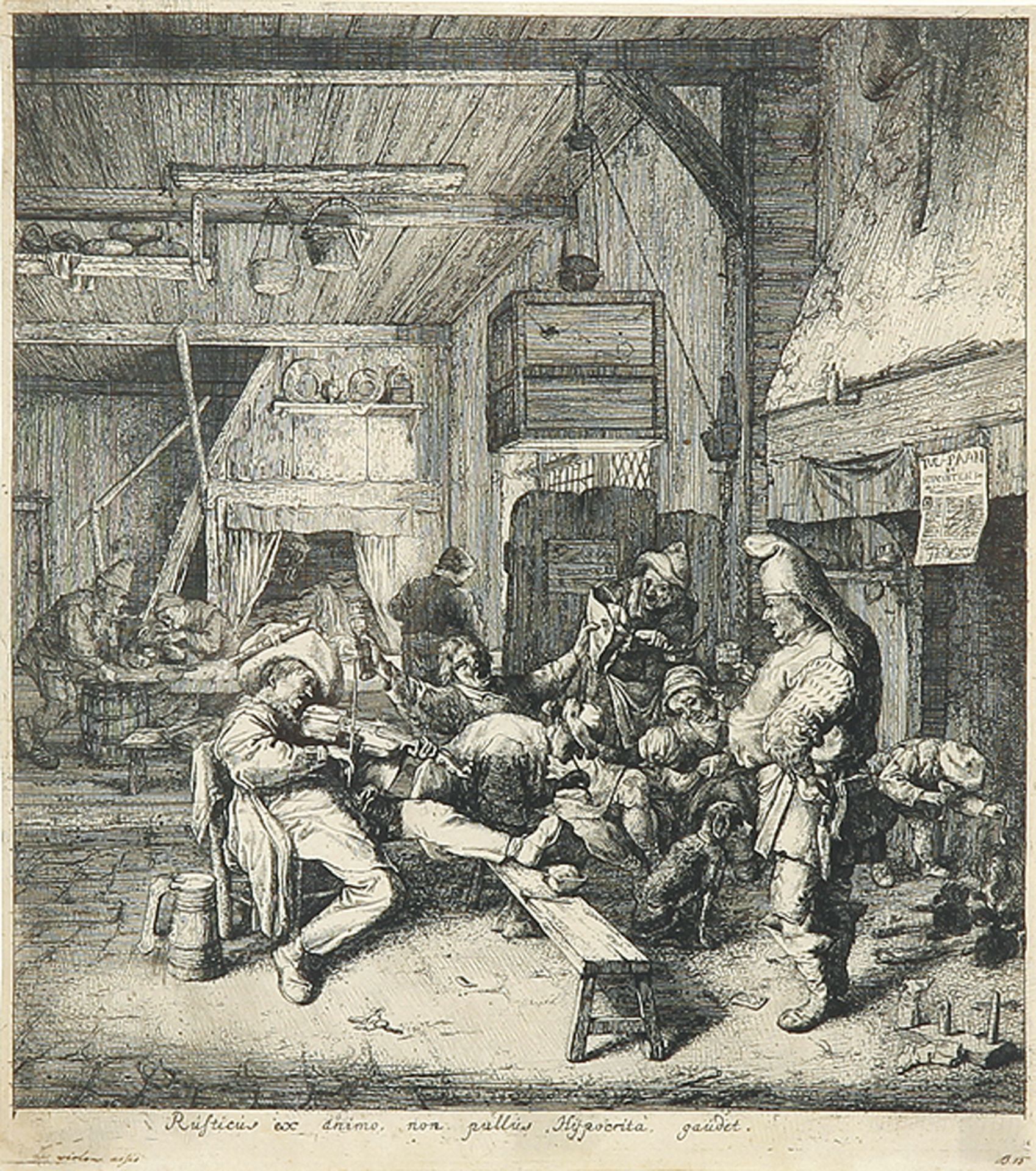 CORNELIS DUSART: In einer Bauernschenke sitzender Violinspieler.