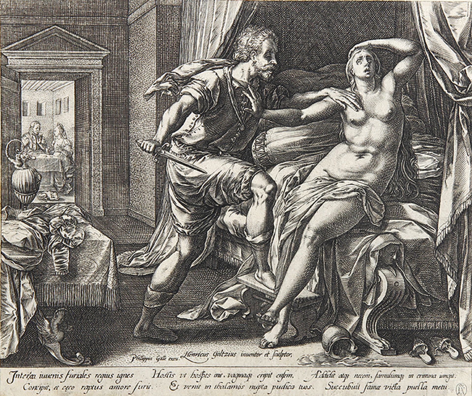 HENDRICK GOLTZIUS: Tarquinius überwältigt Lucretia.