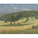 HANS RICHARD VON VOLKMANN: Landschaft mit Kornfeldern im Frühsommer.