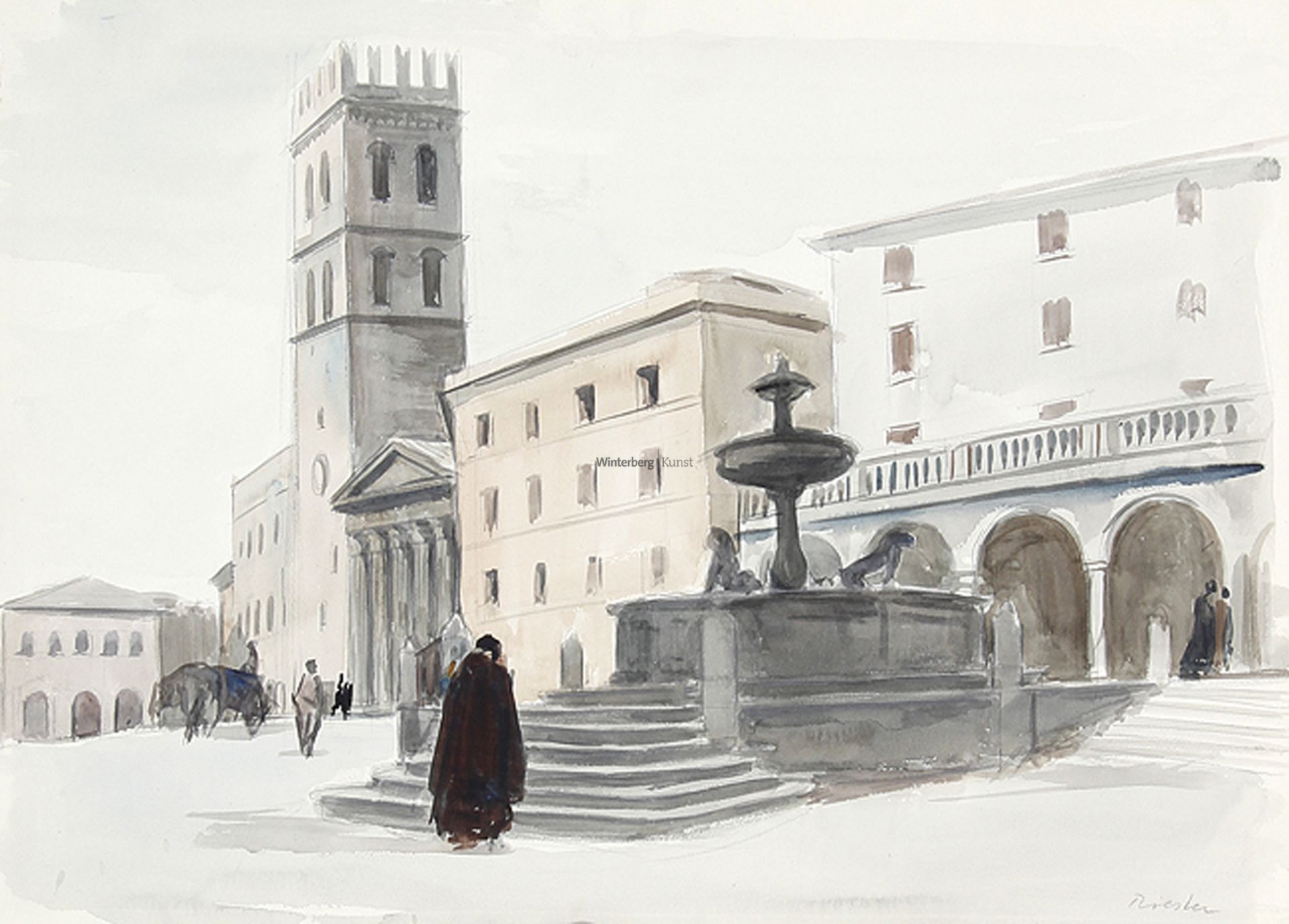 RUDOLF RIESTER: „Assisi“ - „Assisi la Rocca“ - „Assisi Piazza del Comune“.