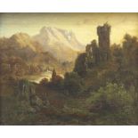 AUGUST CHRISTIAN GEIST : Burgruine an einem See,