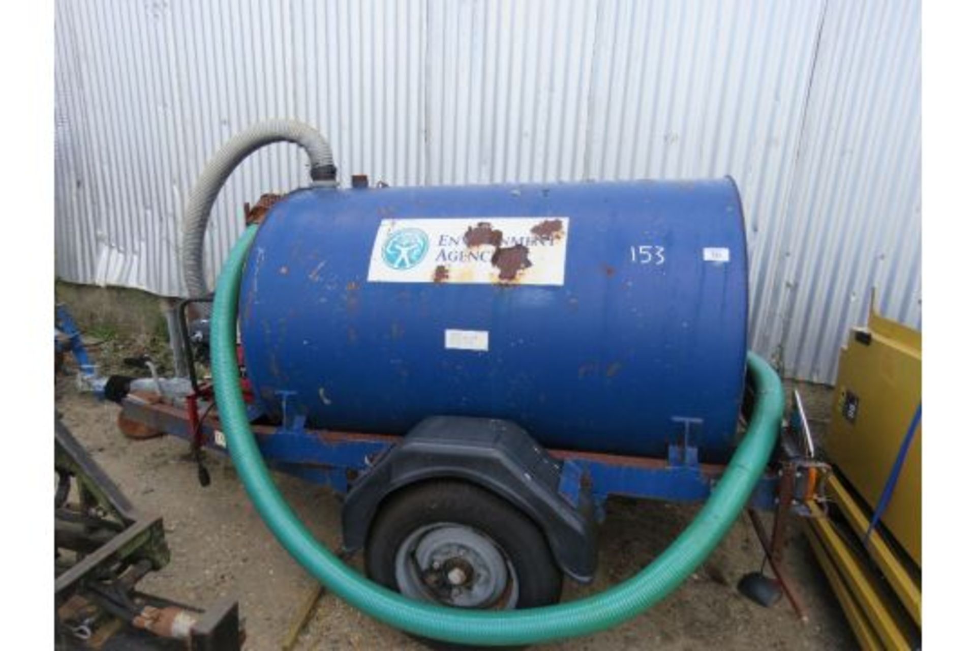 (Reserve Met)Towed Water Bowser With Petrol Engined Pump On Ball Hitch Coupling