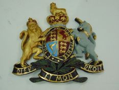 large hand painted Royal Crest Wall Mounted