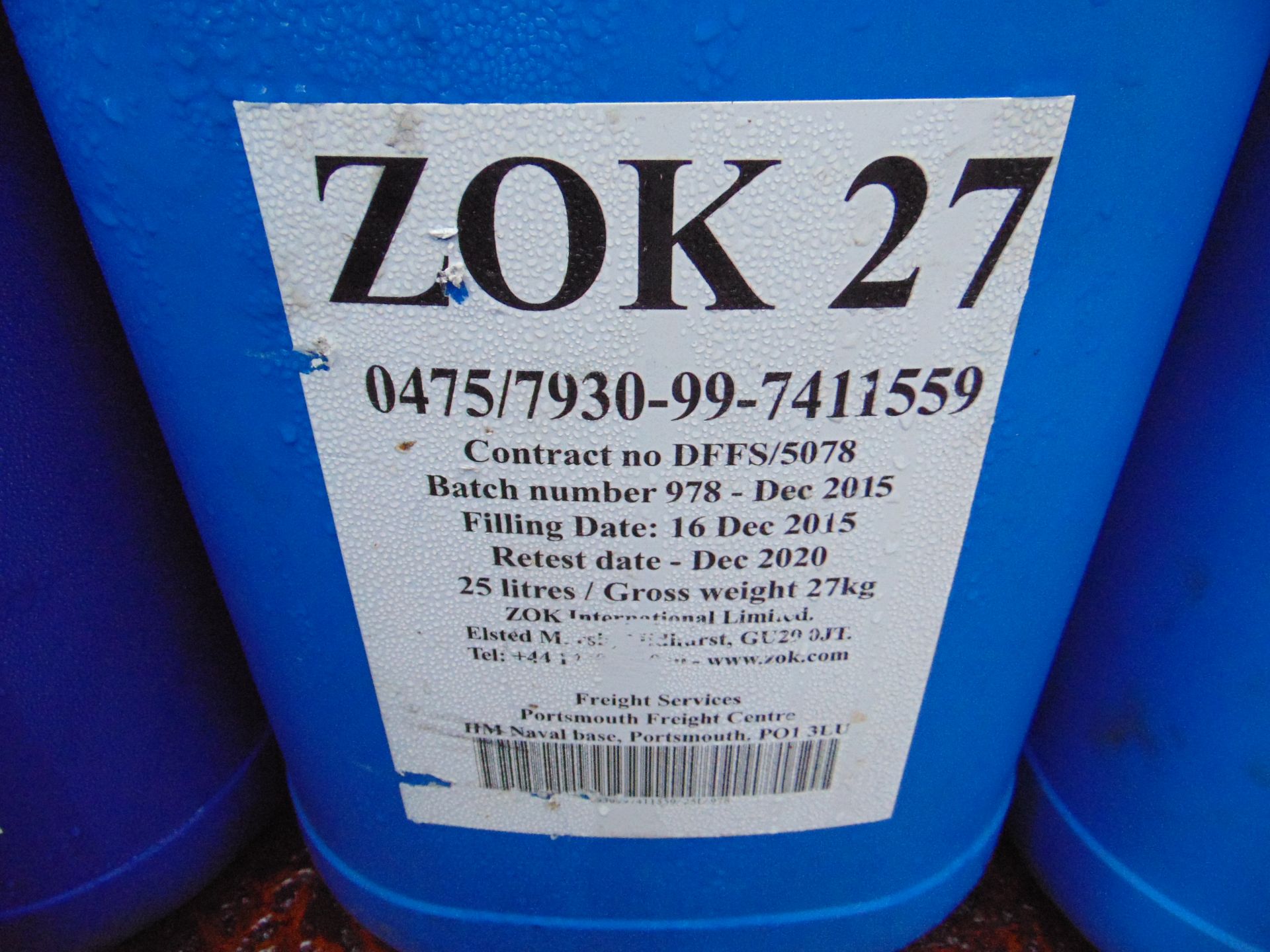 3 x Unissued 25L Drums of ZOK 27 Corrosion Inhibitor for Gas Turbines - Image 2 of 2