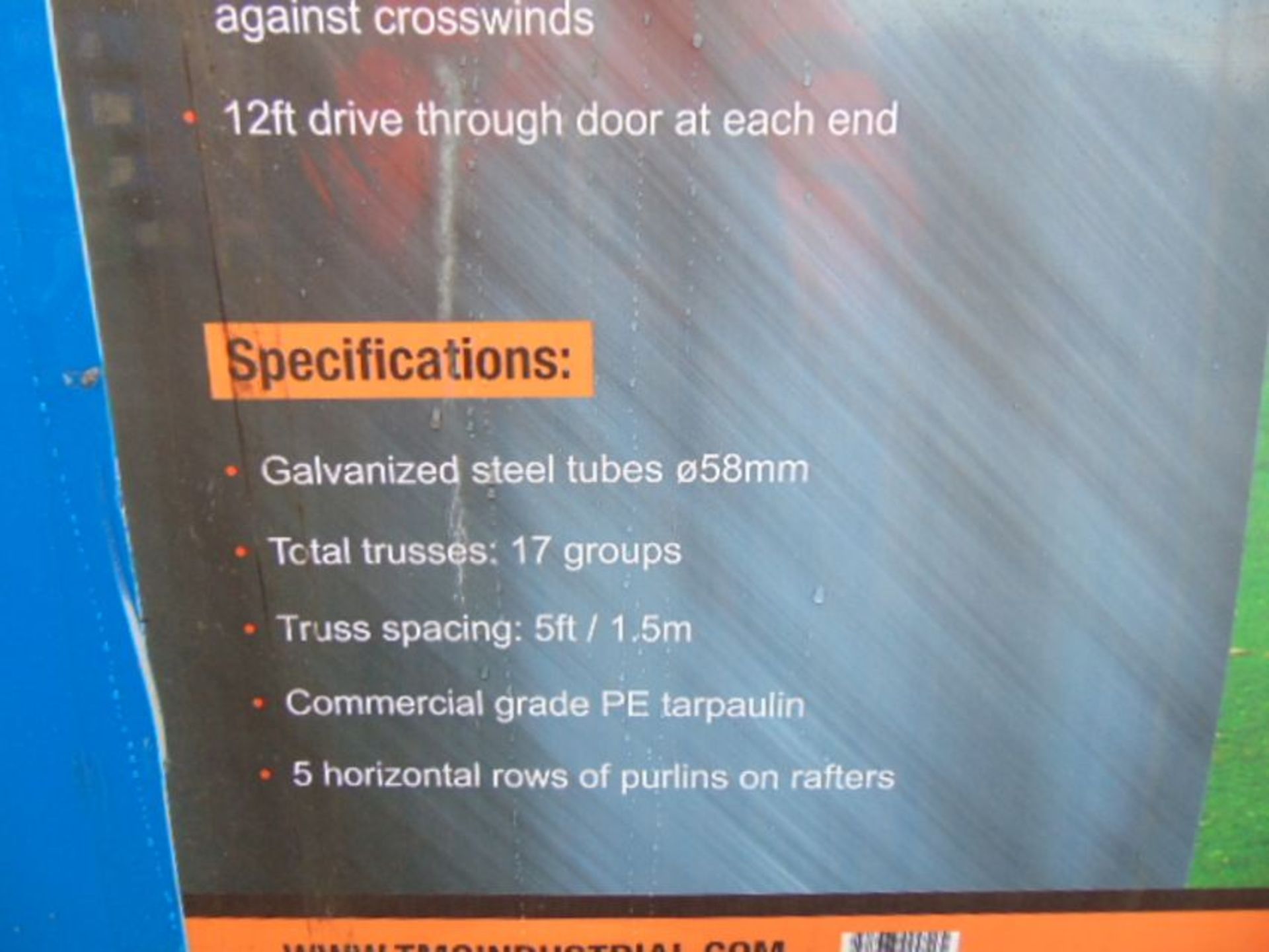 Heavy Duty Storage Shelter 30'W x 80'L x 15' H P/No 308015ST - Image 5 of 5