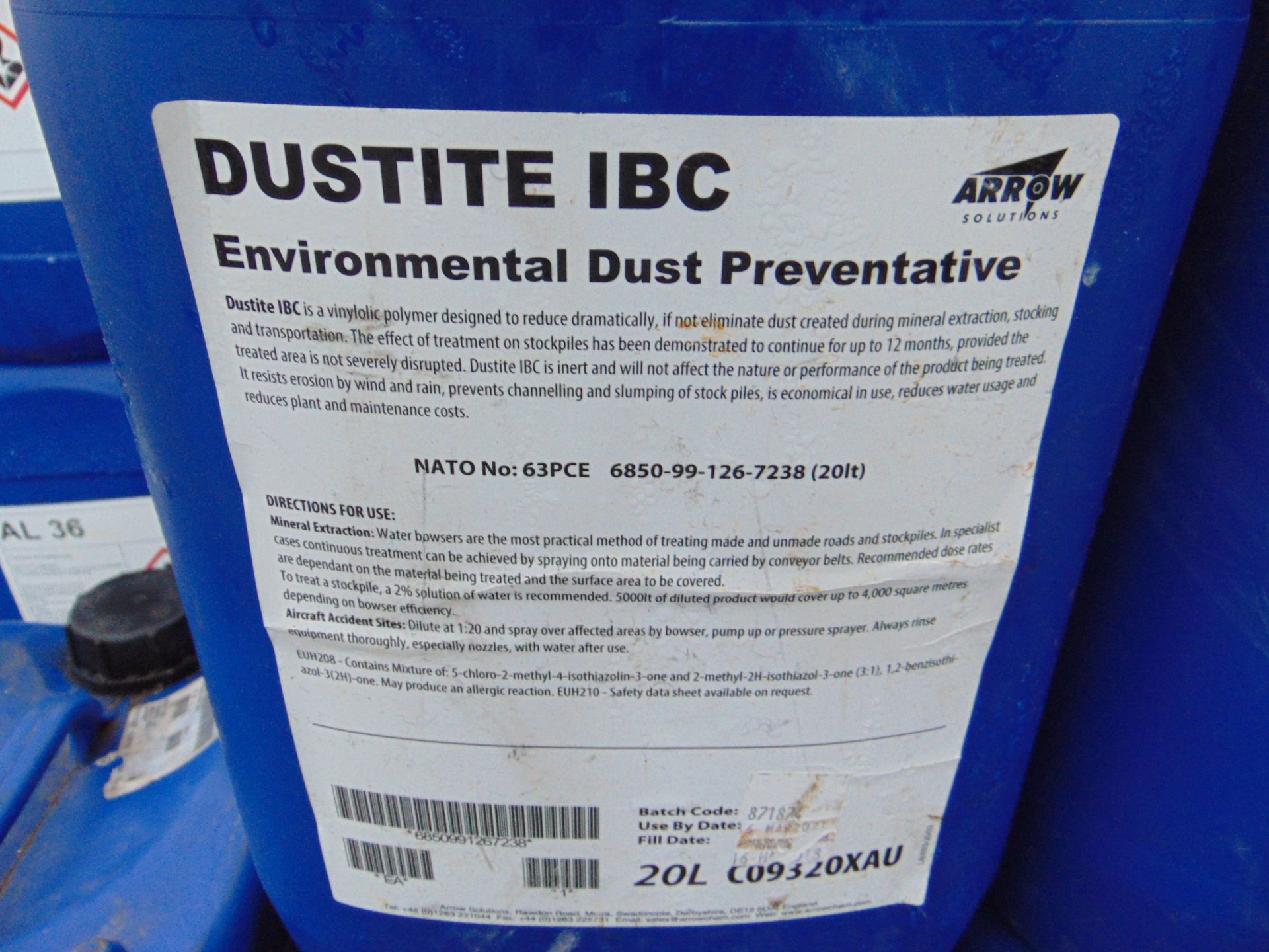 5 x Unissued 20L Drums of Dustite IBC Environmental Dust Preventative - Image 2 of 2