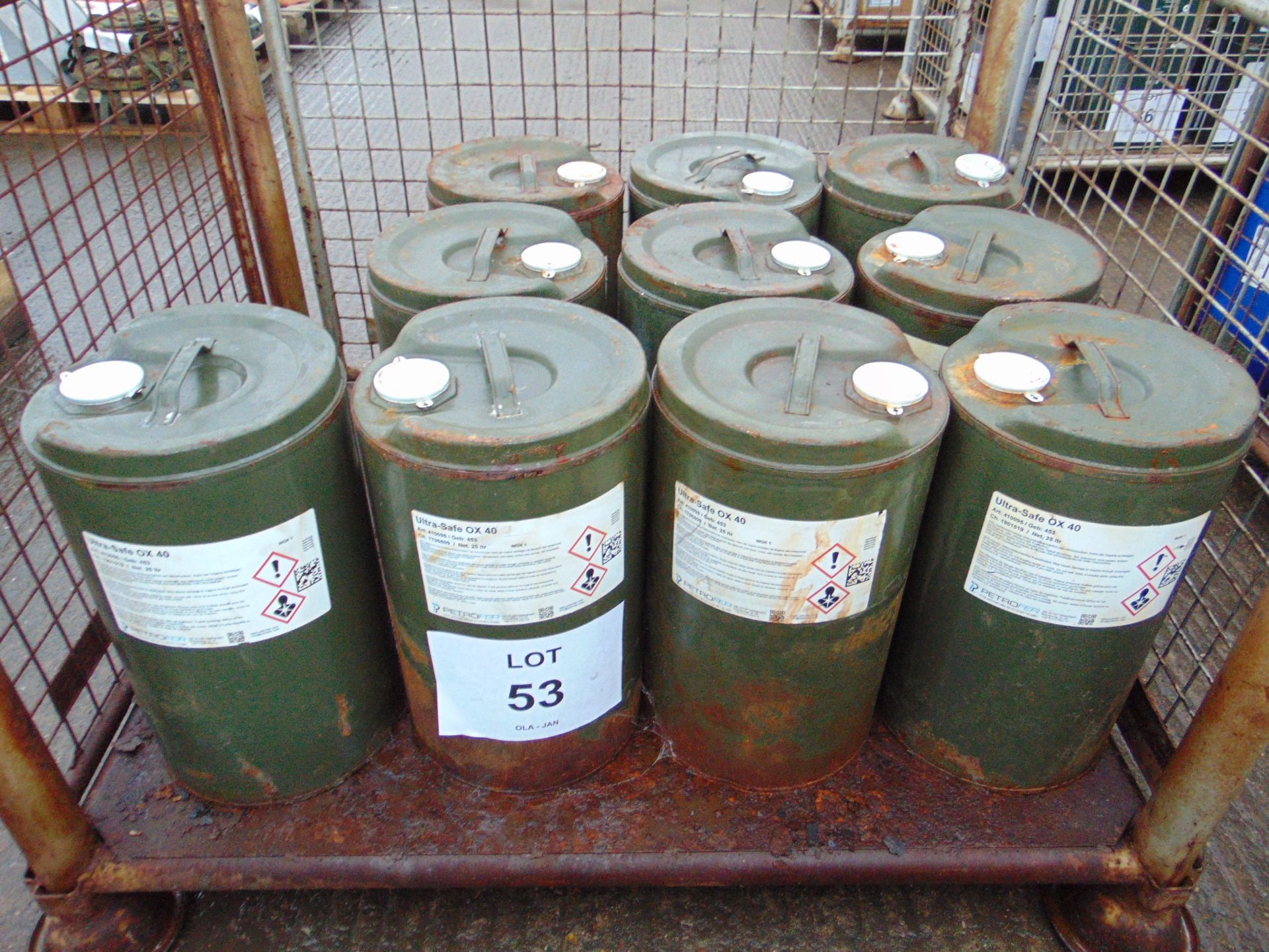 10 x Unused 25L Drums of Ultra-Safe OX-40 High Quality luminescent green hydraulic fluid