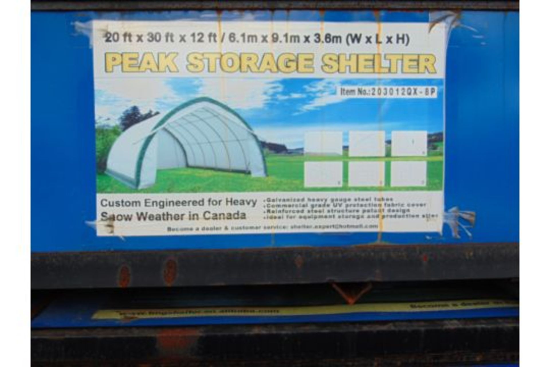 PEAK STORAGE SHELTER 20'W X 30'L X 12'H P/N.203012QX- 8P