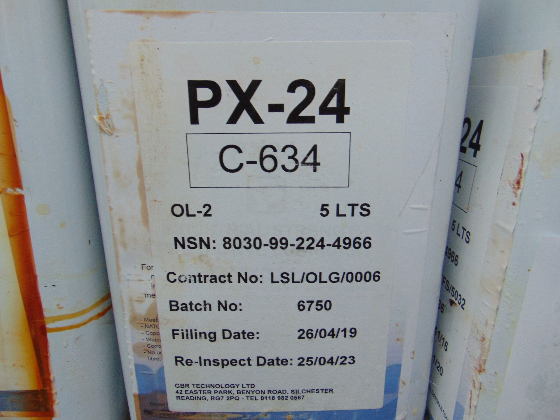 30 x Unissued 5L Cans of PX-24 Industrial Strength Protective Lubricant - Image 2 of 2