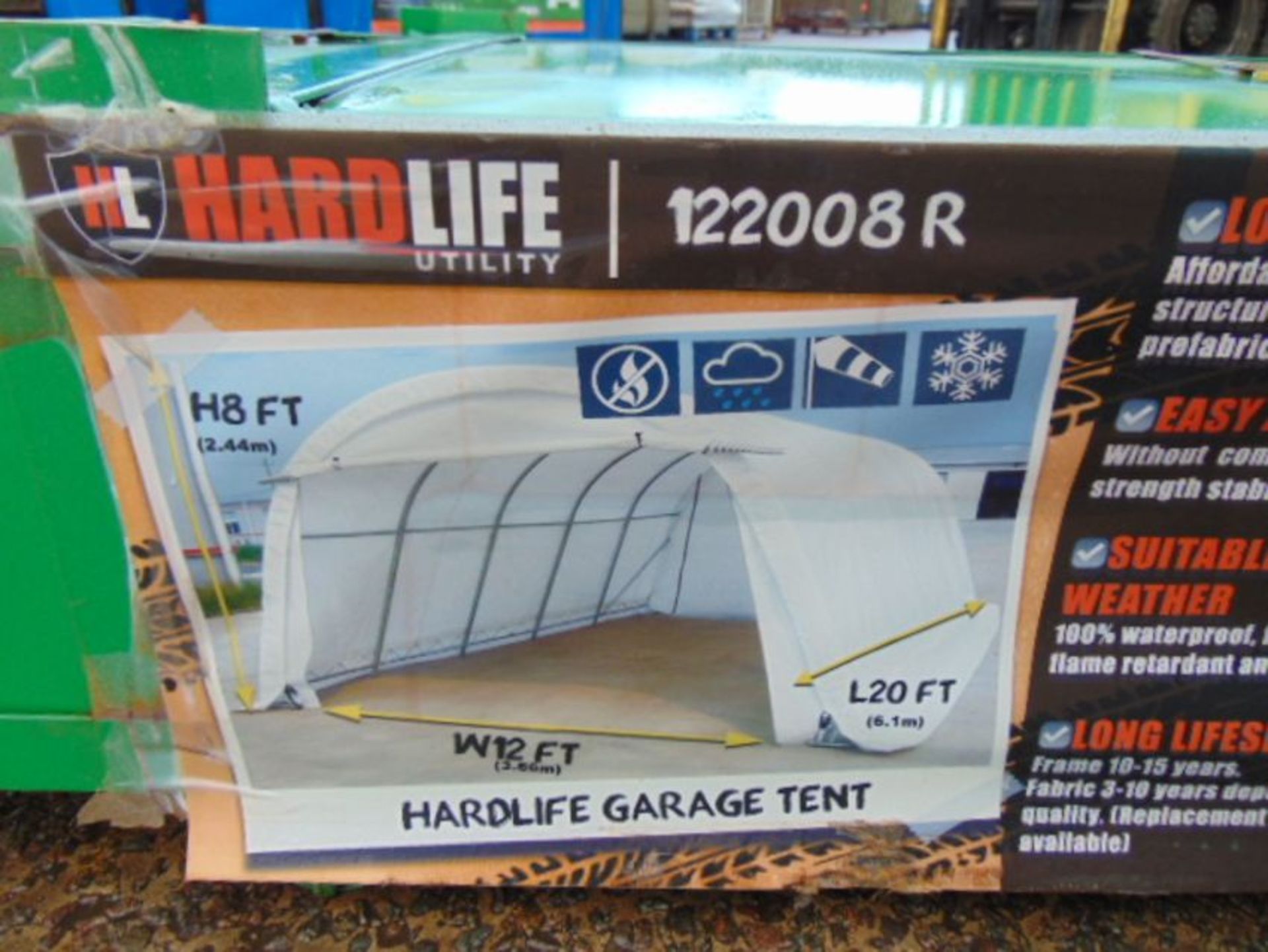 Heavy Duty Hardlife Garage Tent 12'W x 20'L x 8' H P/No 122008R