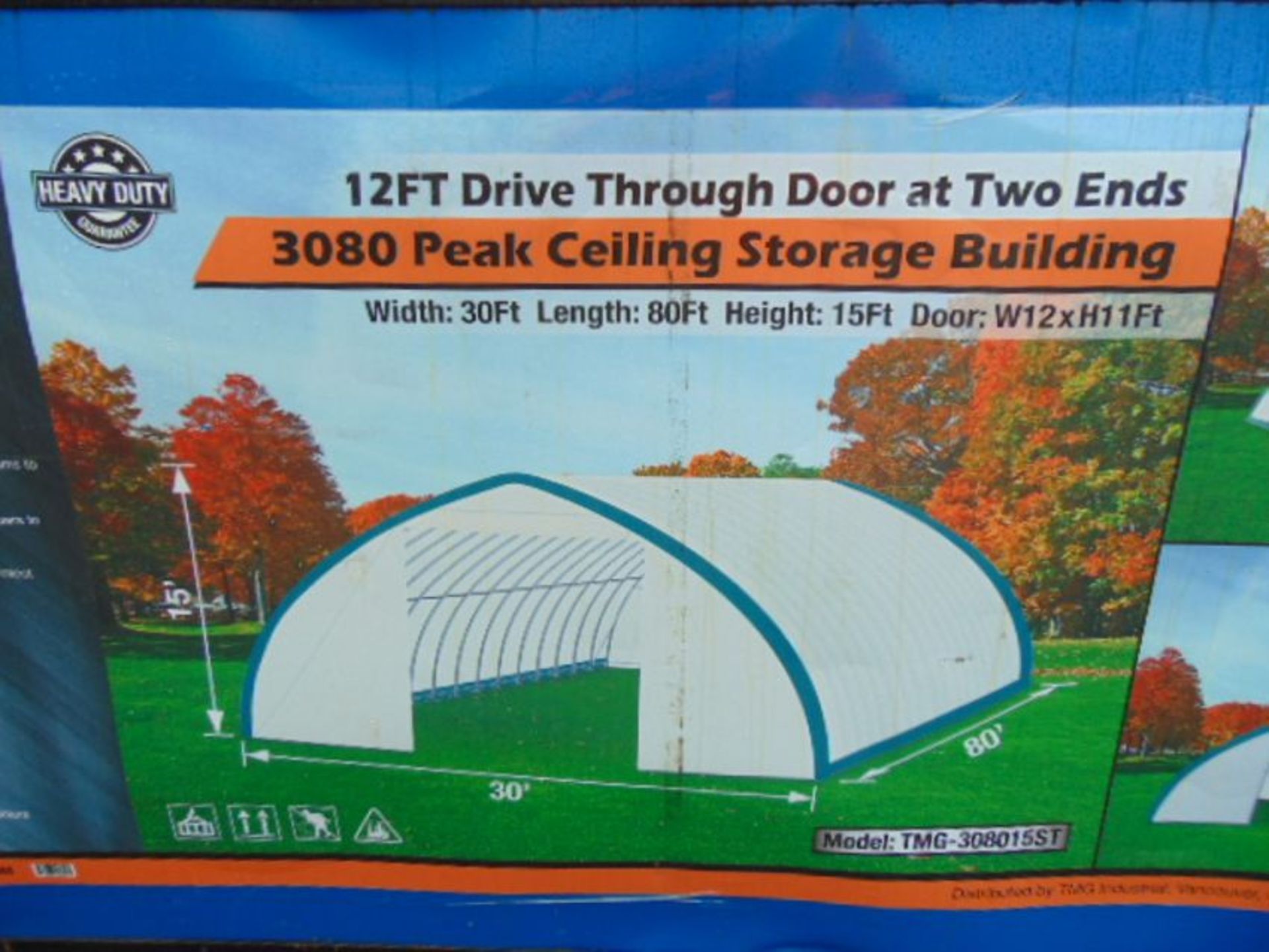 Heavy Duty Storage Shelter 30'W x 80'L x 15' H P/No 308015ST - Image 2 of 5