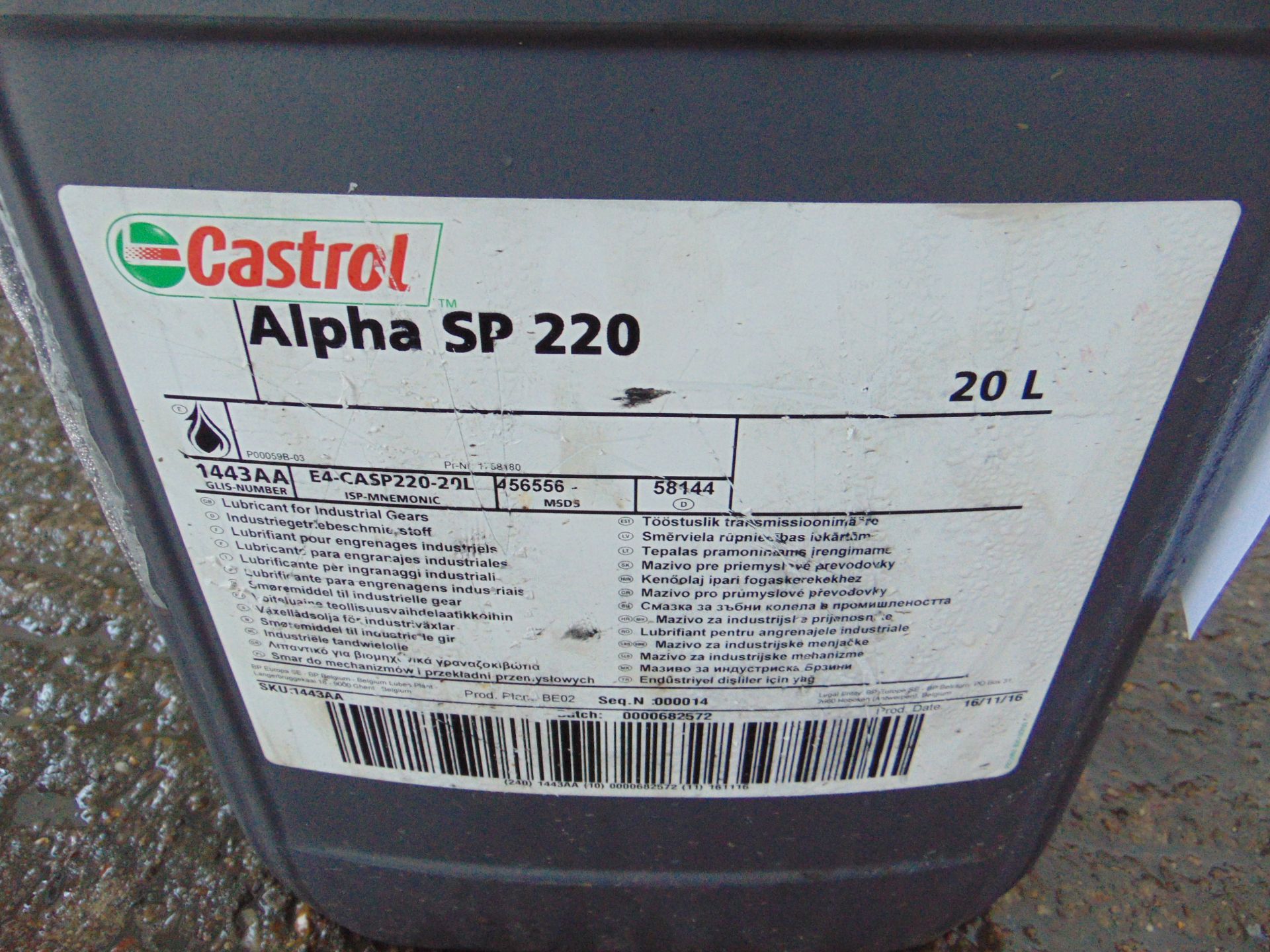 1 x Unissued 20L Drum of Castrol Alpha SP220 High Quality Industrial Gear Oil - Image 2 of 2