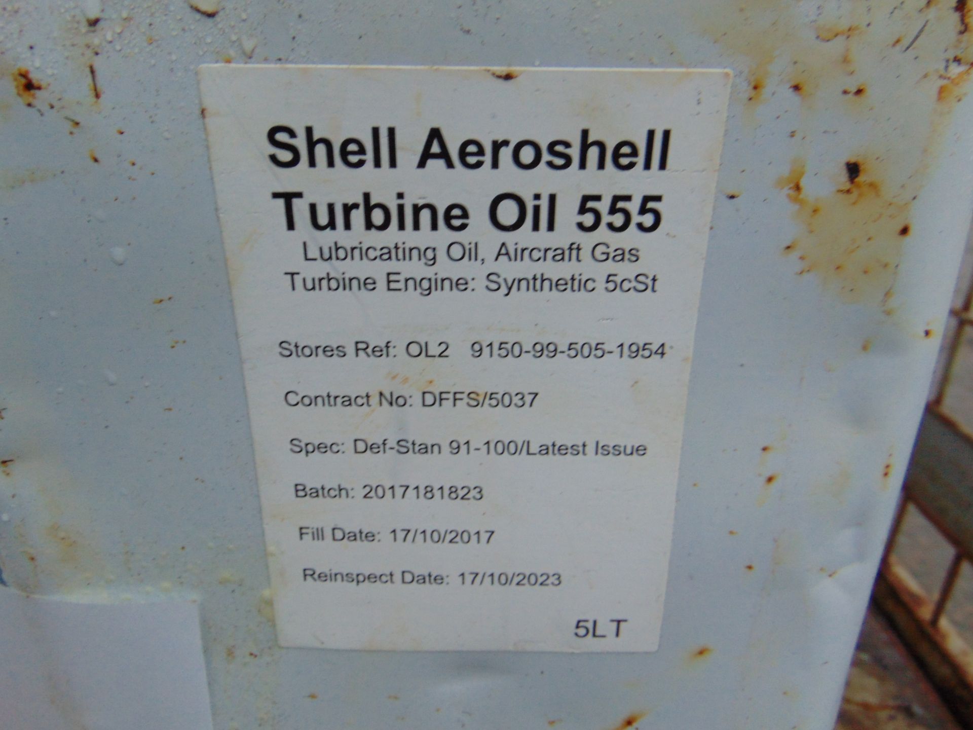 6 x Unissued 5L Cans of Shell Aeroshell Turbine Oil 555 - Image 2 of 2