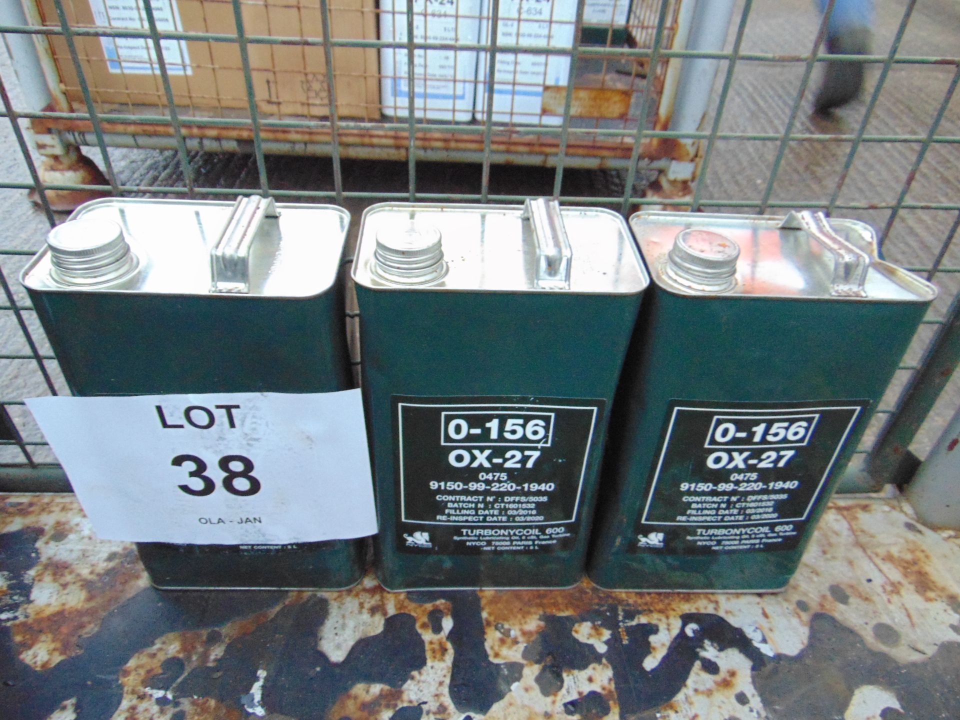 3 x Unissued 5L Cans of OX-27 Synthetic Gas Turbine Lubricating Oil