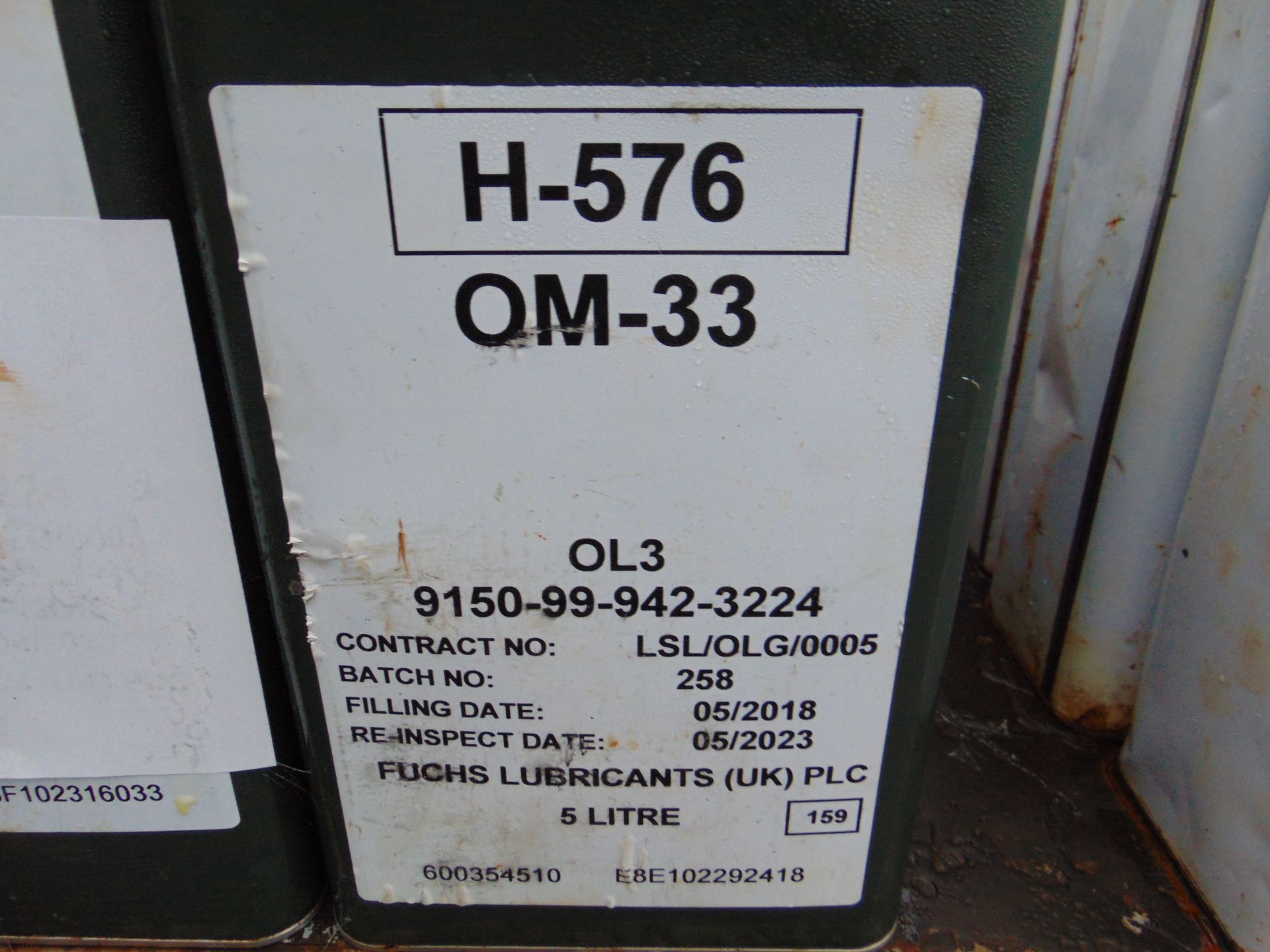 9 x Unissued 5L Cans of OM-33 Mineral Hydraulic Oil - Image 2 of 2