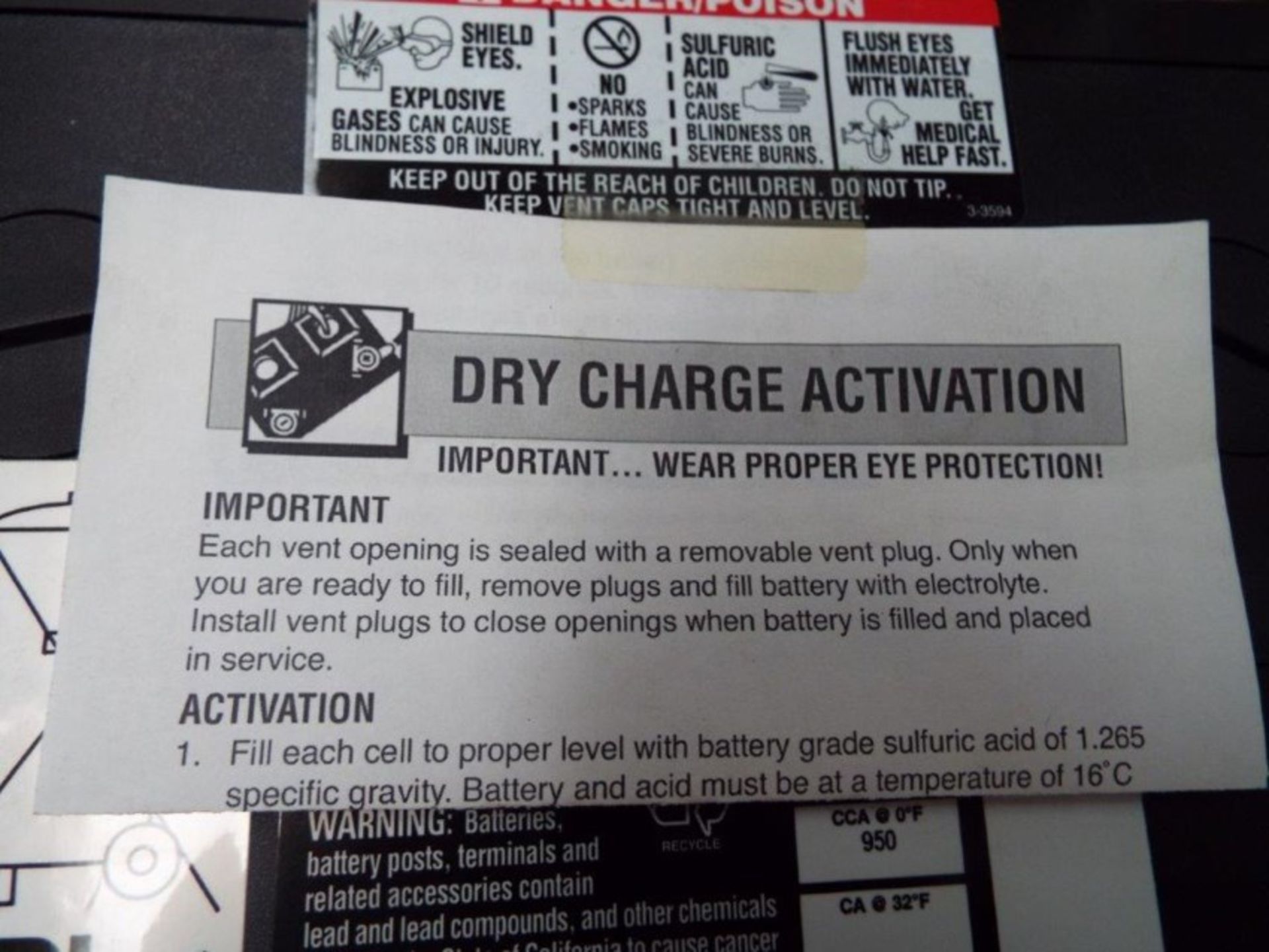 2 x Unissued 354-3613 Dry Charge 12v 90A.H. Batteries - Image 4 of 4