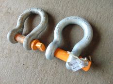 2 x Unissued 1 3/4" WLL25T 25 Ton Galvanized Rigging Shackle