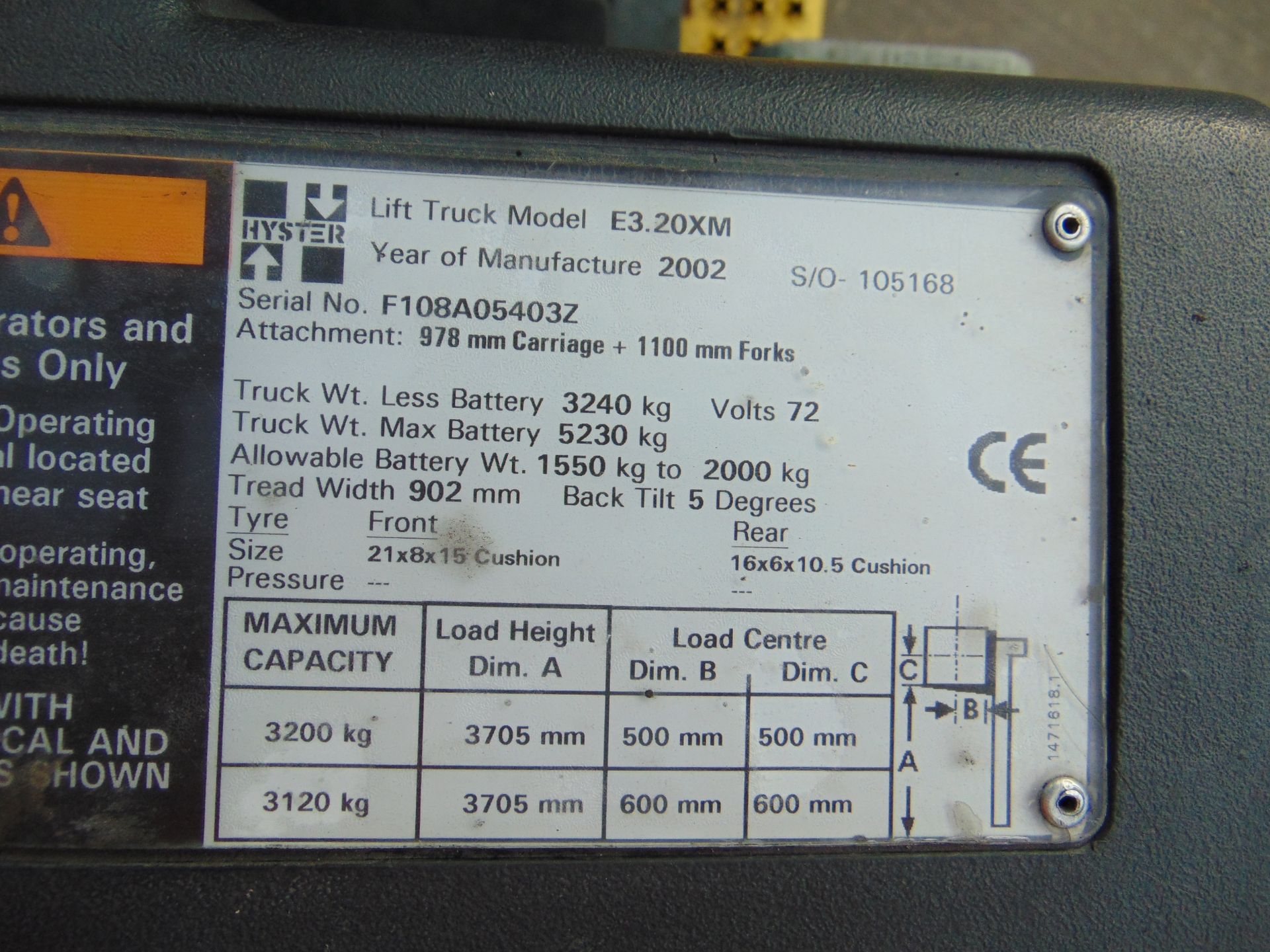 Hyster E3.20XM Counter Balance Electric Forklift From MOD Ex Stand By Truck - Image 16 of 21