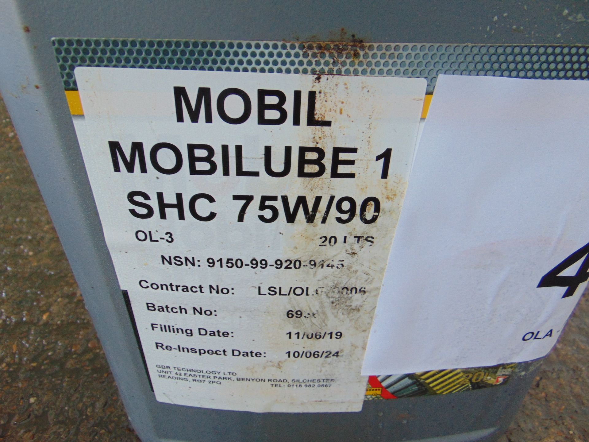 1 x Unissued 20L Drum of Mobil Mobilube 1 SHC 75W-90 Fully Synthetic High Performance Gear Box Oil - Image 2 of 2