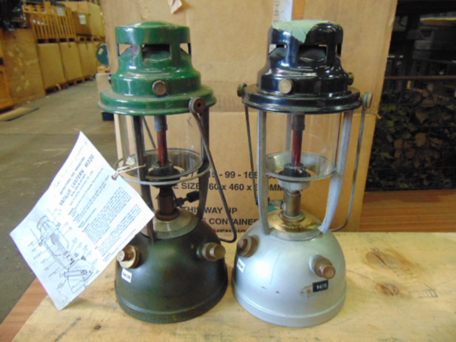 2 x Vintage British Army Paraffin Tilley Lamps