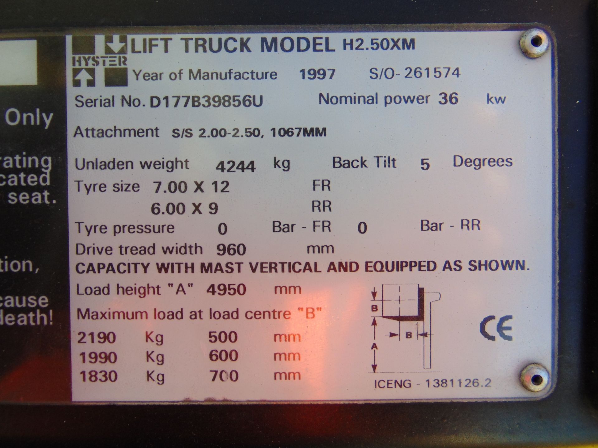 Hyster H2.50XM Counter Balance Diesel Forklift ONLY 5,762 HOURS! - Image 13 of 22