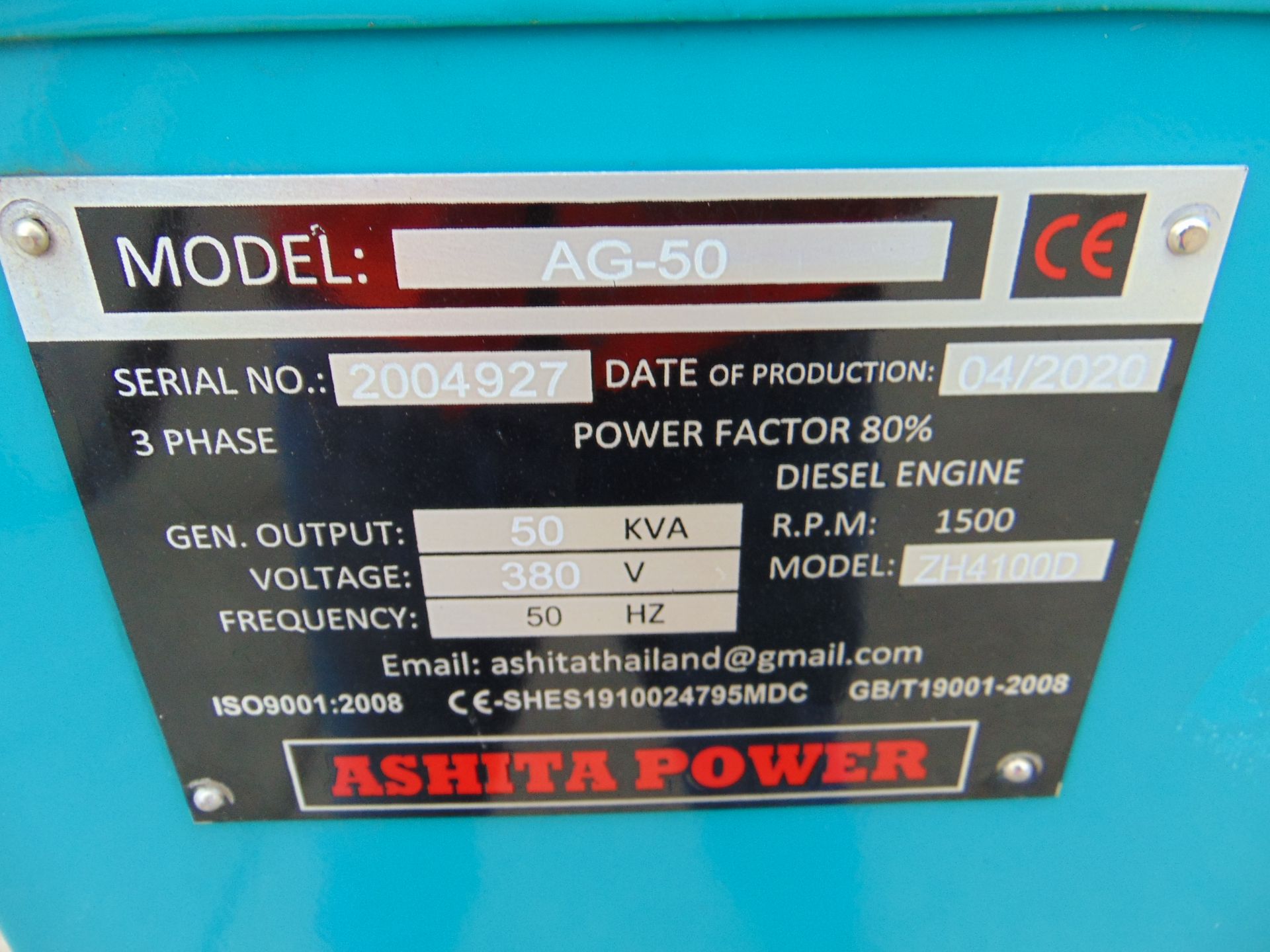 2020 UNISSUED 50 KVA 3 Phase Silent Diesel Generator Set - Image 19 of 19