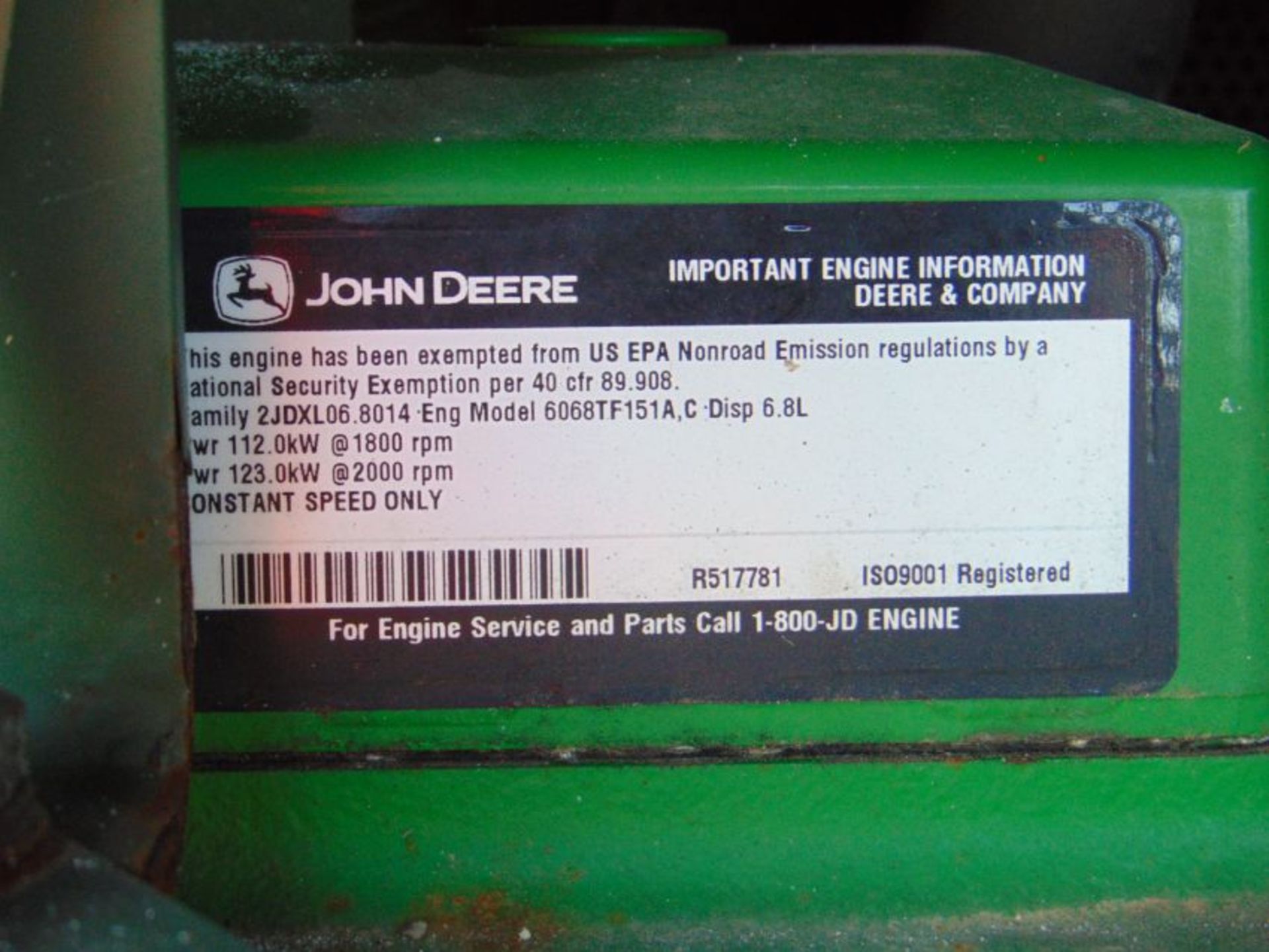 MEP-806B John Deere Diesel Powered 3 phase 75KVA 60KW-50/60HZ Generator - Image 15 of 19