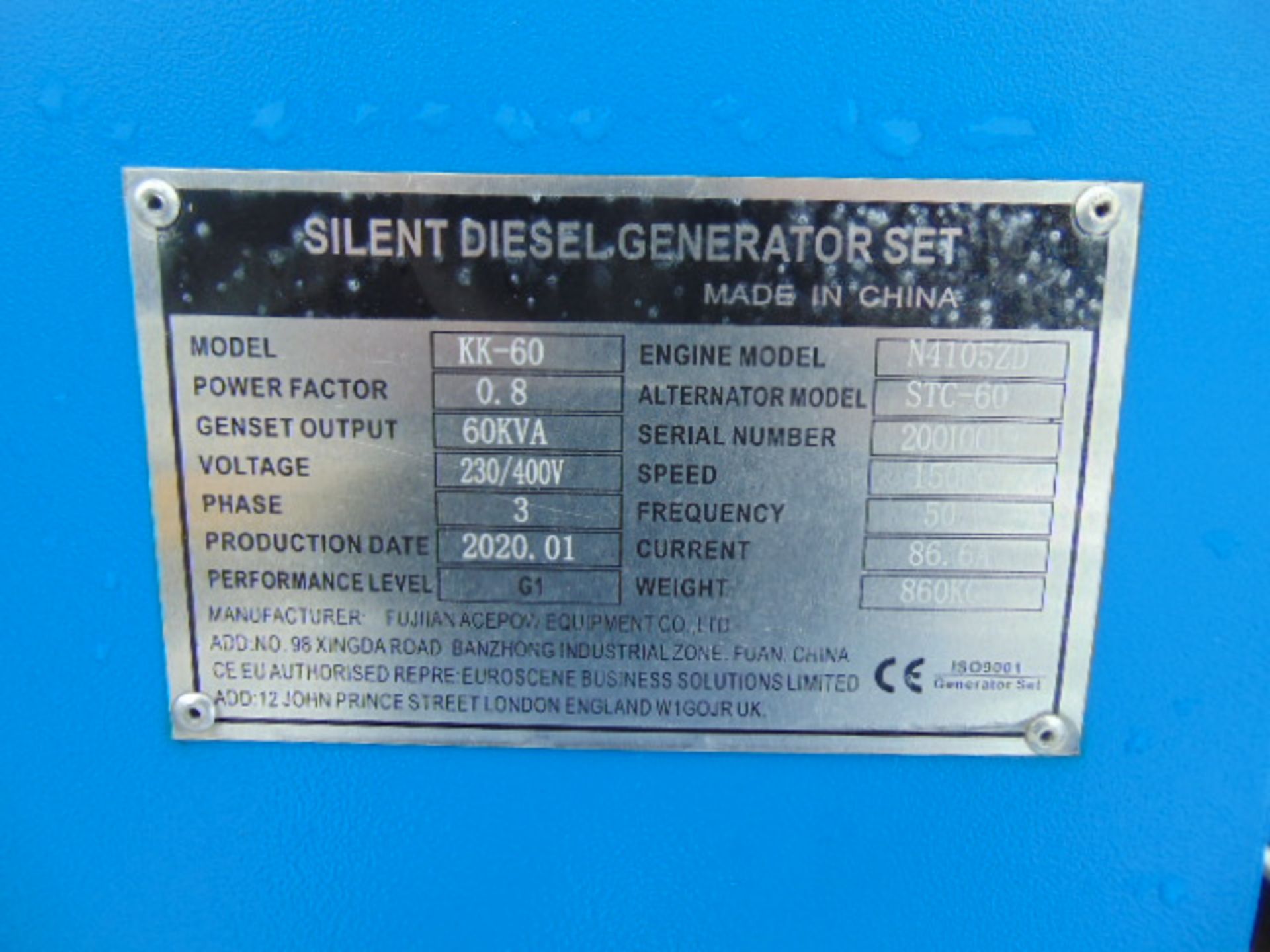 UNISSUED 60 KVA 3 Phase Silent Diesel Generator Set - Image 14 of 14