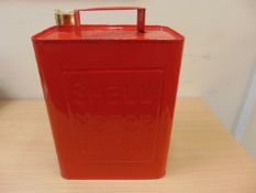 SHELL MOTOR SPIRIT PETROL CAN WITH BRASS CAP 23cms x 30cms x 11cms