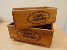 2X WOODEN LAND ROVER STORAGE BOXES 18cms X 14cms X 11cms