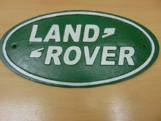 CAST IRON LAND ROVER SIGN 34cms X 17cms