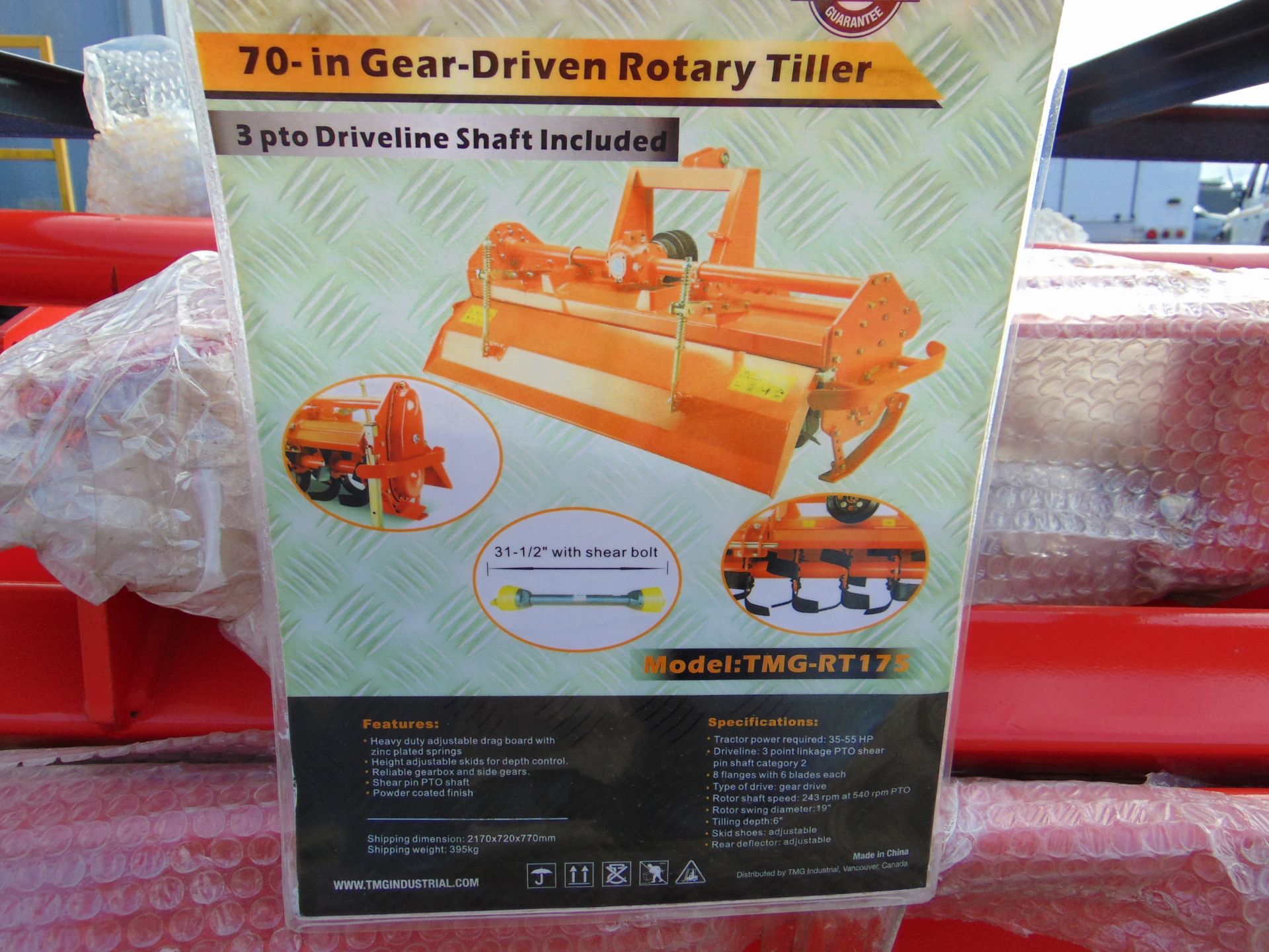 ** BRAND NEW ** TMG-RT175 Rotary Tiller 3 Point Hitch Mount Gear-Driven 70'' Working Width - Image 6 of 6