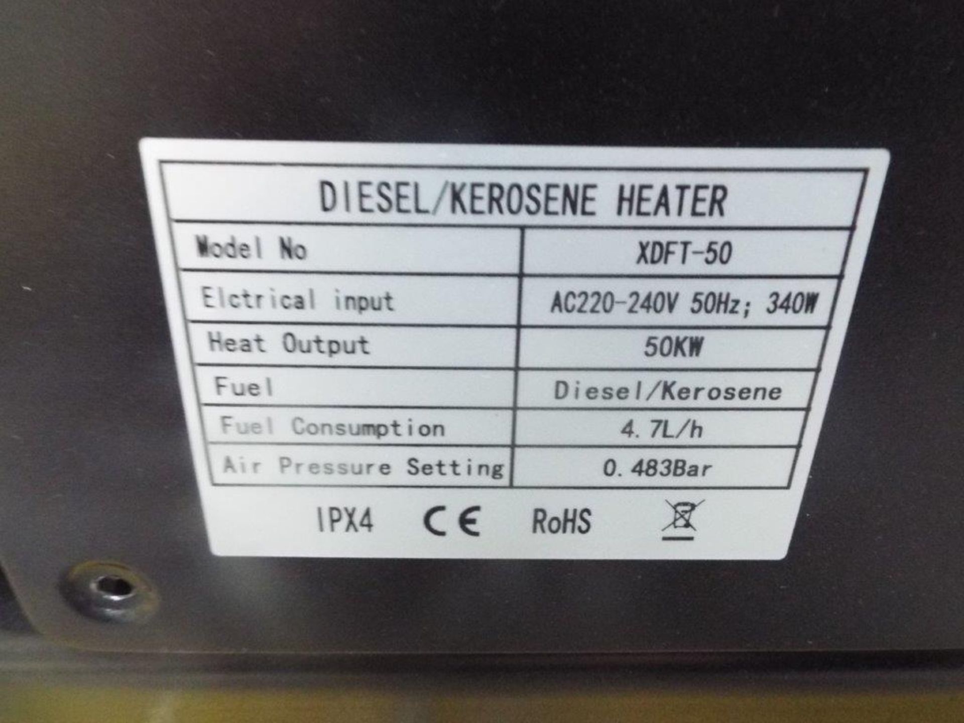 ** BRAND NEW ** XDFT-50 Diesel Space Heater - Image 9 of 10