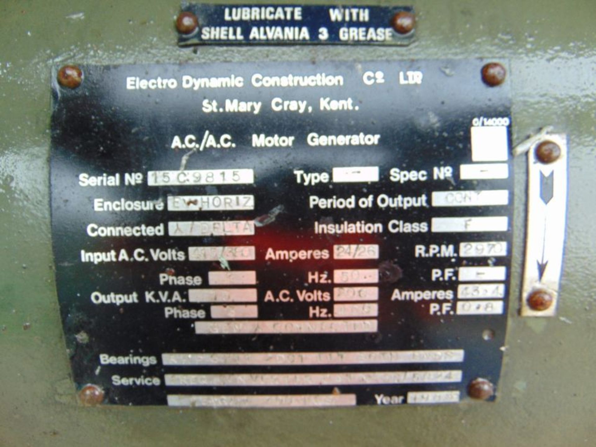 15 KVA Motor Generator 415/380 volt 50 Hz - Image 7 of 8