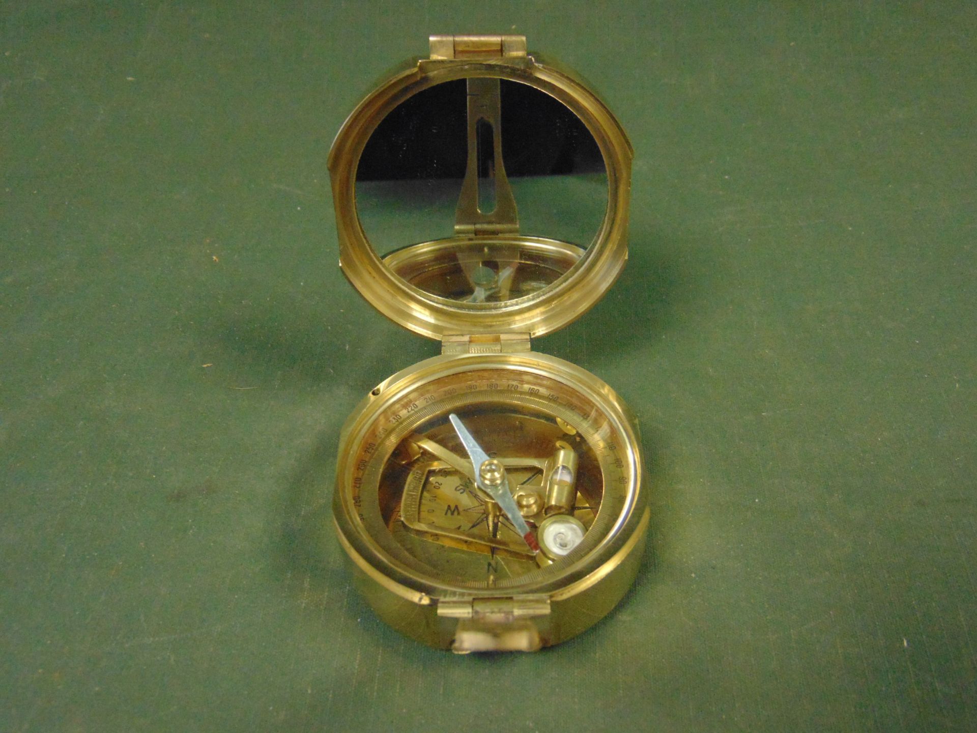 VERY NICE STANLEY BRASS PRISMATIC COMPASS REPRO