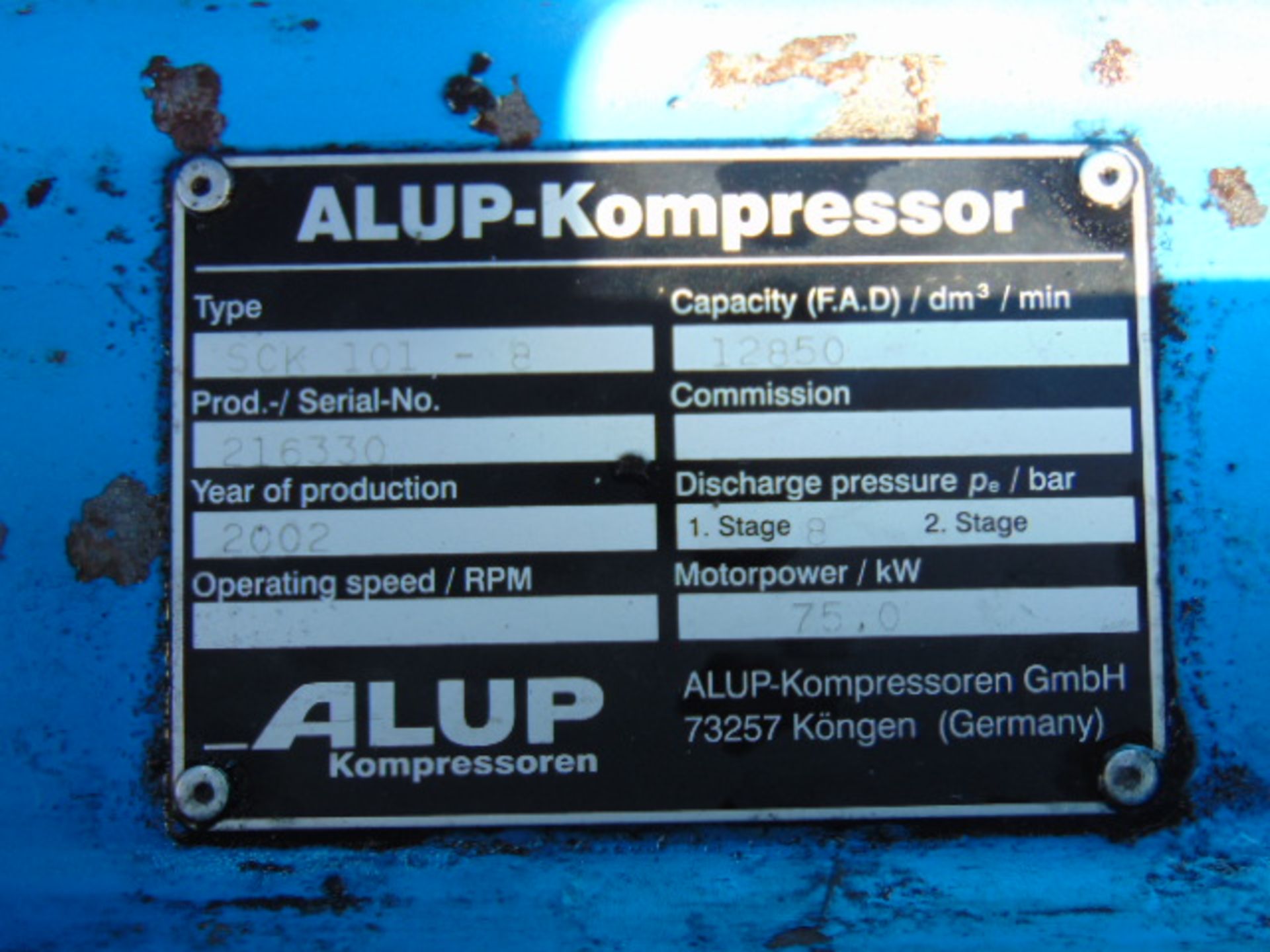 ALUP SCK 101-8 SCREW COMPRESSOR 75 KW 3 PHASE - Bild 10 aus 11