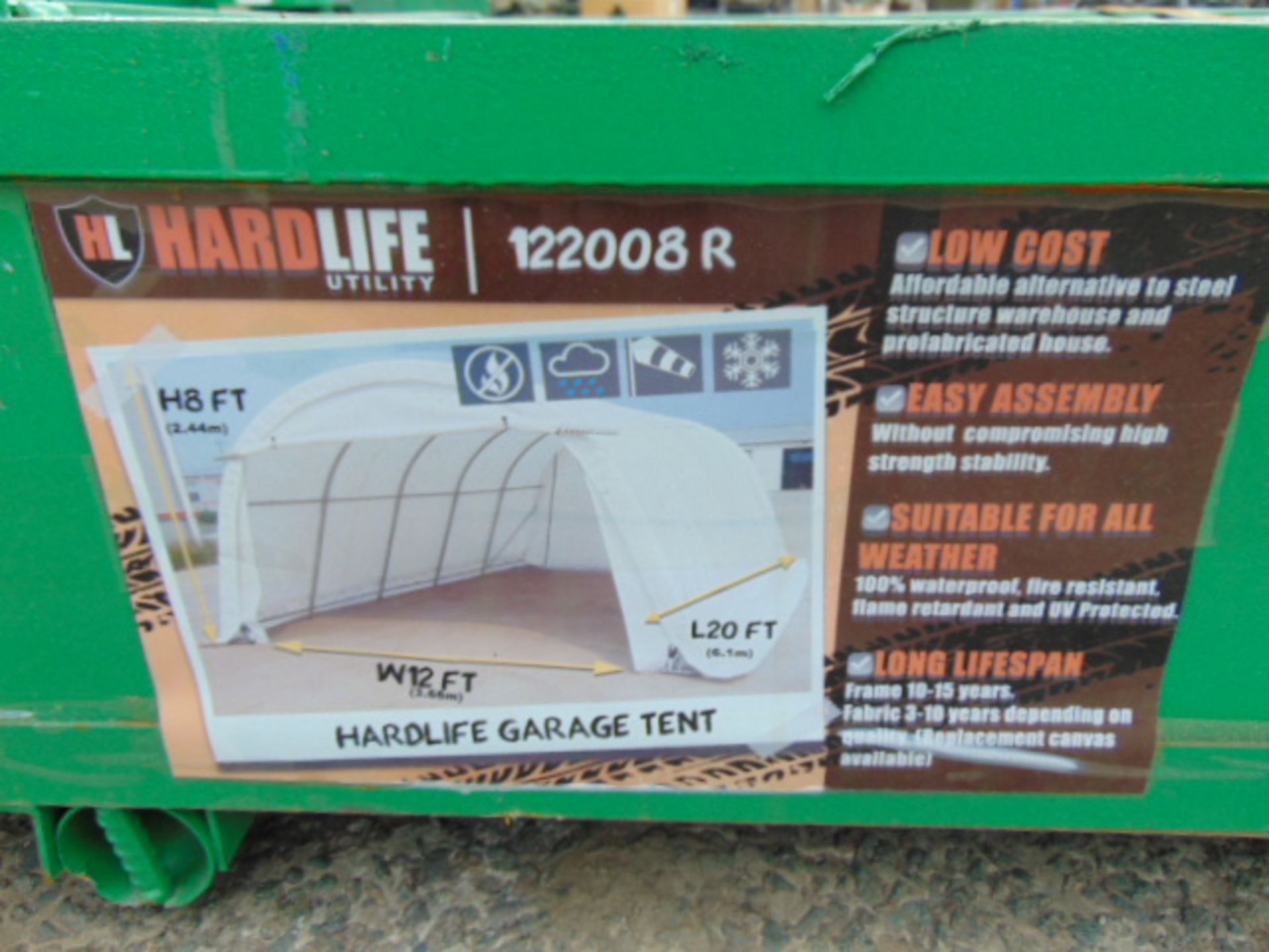 Heavy Duty Hardlife Garage Tent 12'W x 20'L x 8' H P/No 122008R - Image 2 of 4