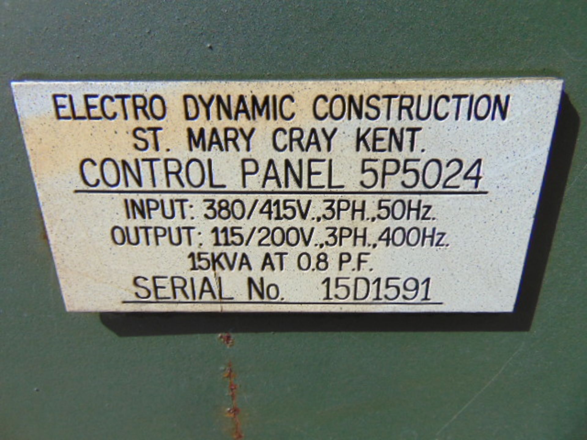 15 KVA Motor Generator 415/380 volt 50 Hz - Image 7 of 8