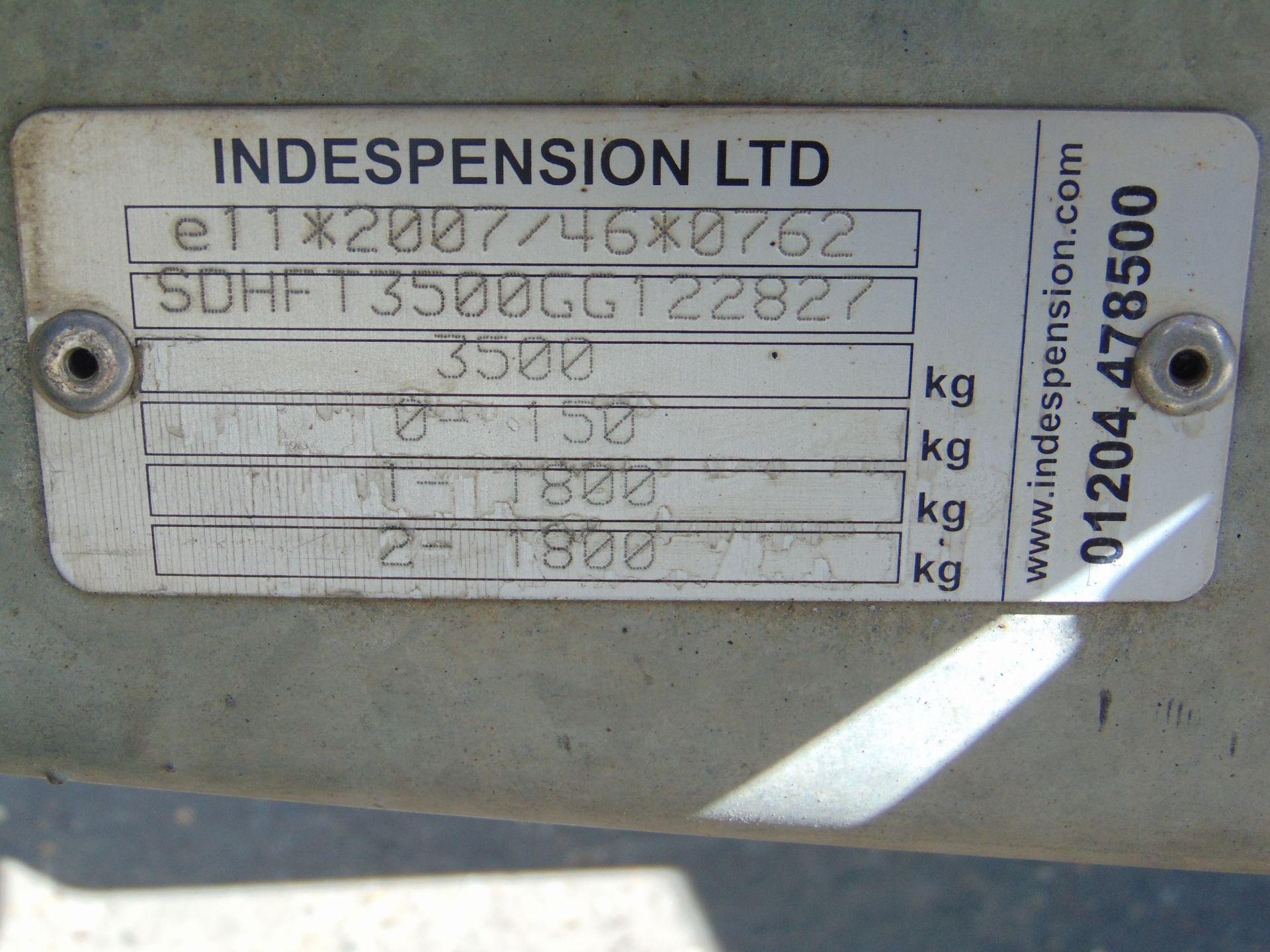 INDESPENSION 3500 KGS GALVANISED CAR/ PLANT TRAILER 12ft 6 ins X 6ft 6 ins 2 axle - Image 12 of 12