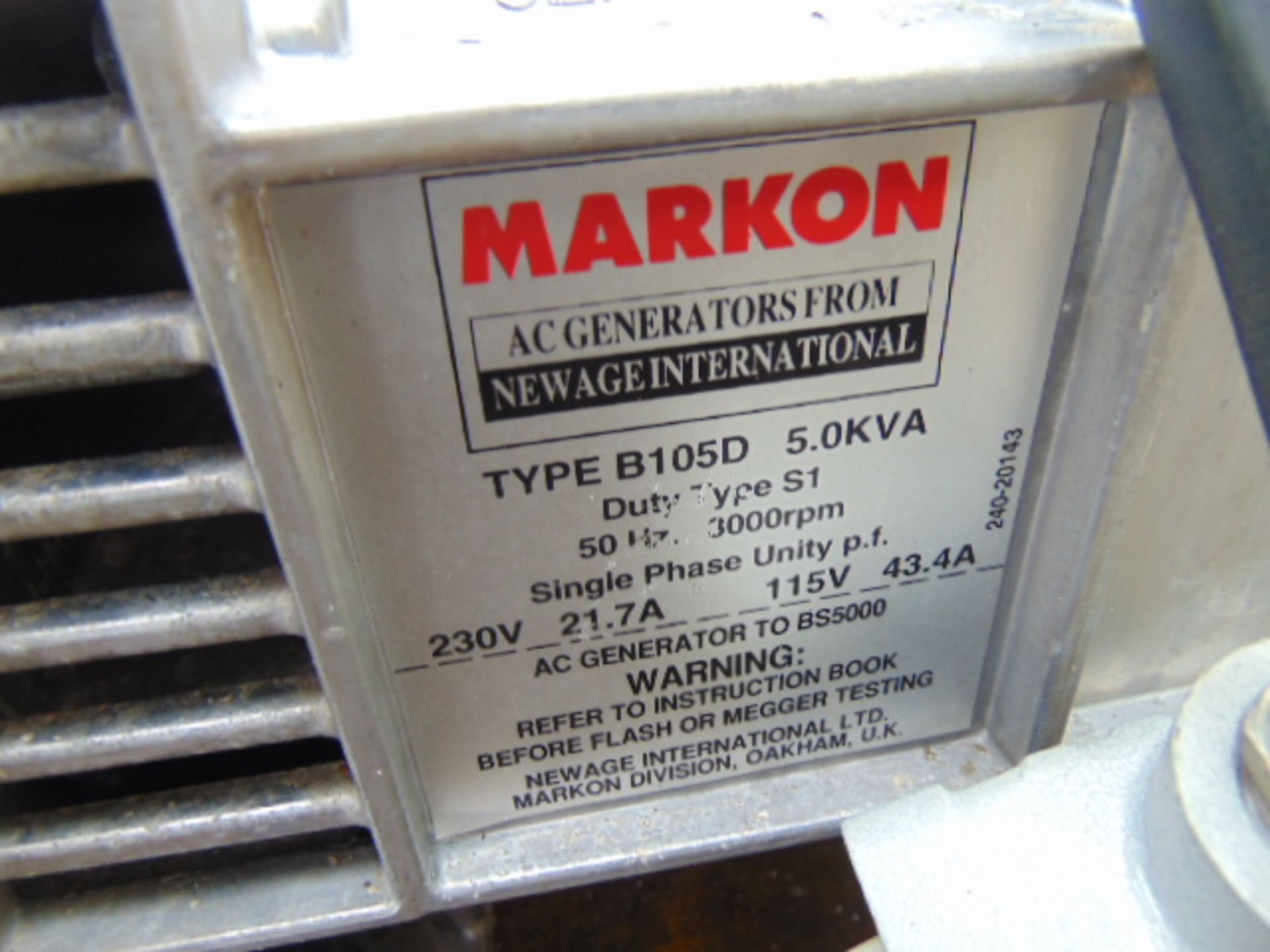 Markon B105D 5 KVA lister/petter electric start 240/120 volt 50 HZ Diesel Generator ONLY 661 HOURS! - Image 4 of 6