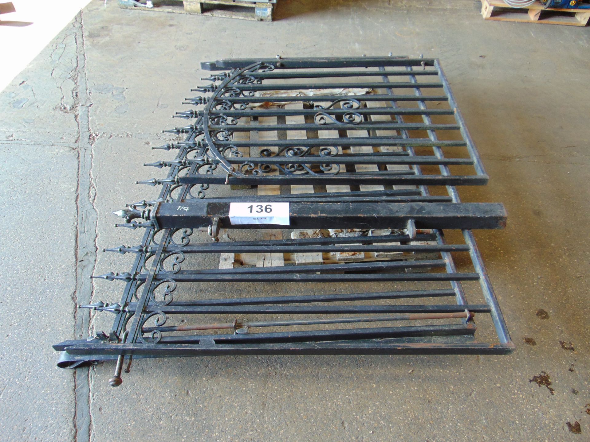 1 PAIR OF 6 FT WROUGHT IRON GATES (12 FT OPENING) + 3 FT SIDE GATE