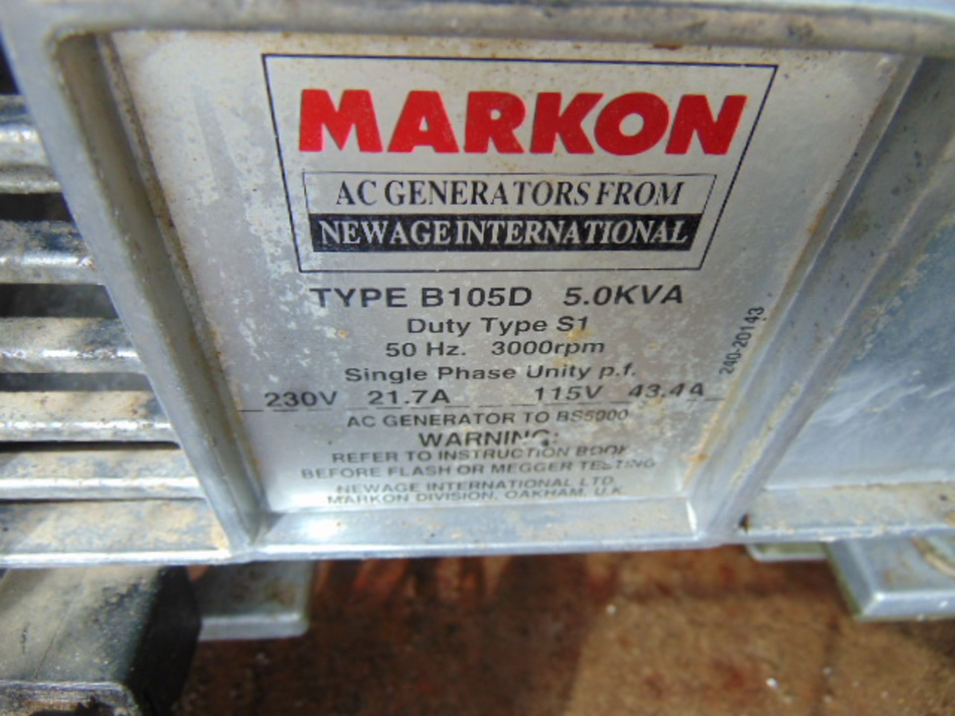 Markon B105D 5 KVA lister/petter electric start 240/120 volt 50 HZ Diesel Generator - Image 4 of 5