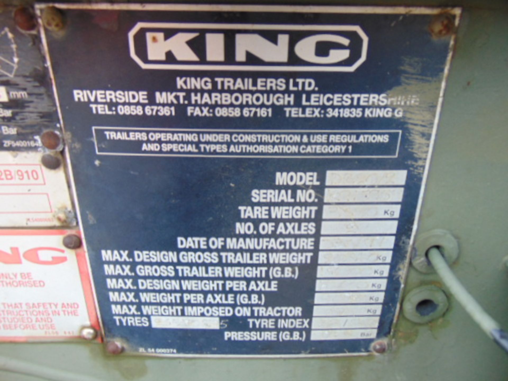 King DB20 2 axle drawbar skeletal trailer - Image 20 of 21